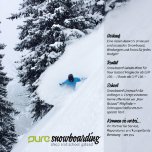 pure snowboarding Mitarbeiterbenefit YourGstaad